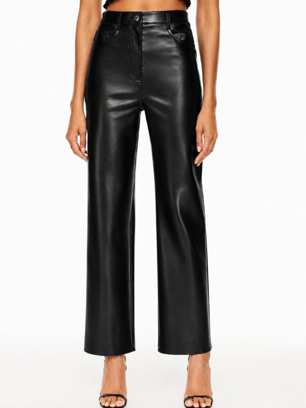 Aritzia Wilfred‎ The Milina Straight Leg Faux Leather Pants Black 12